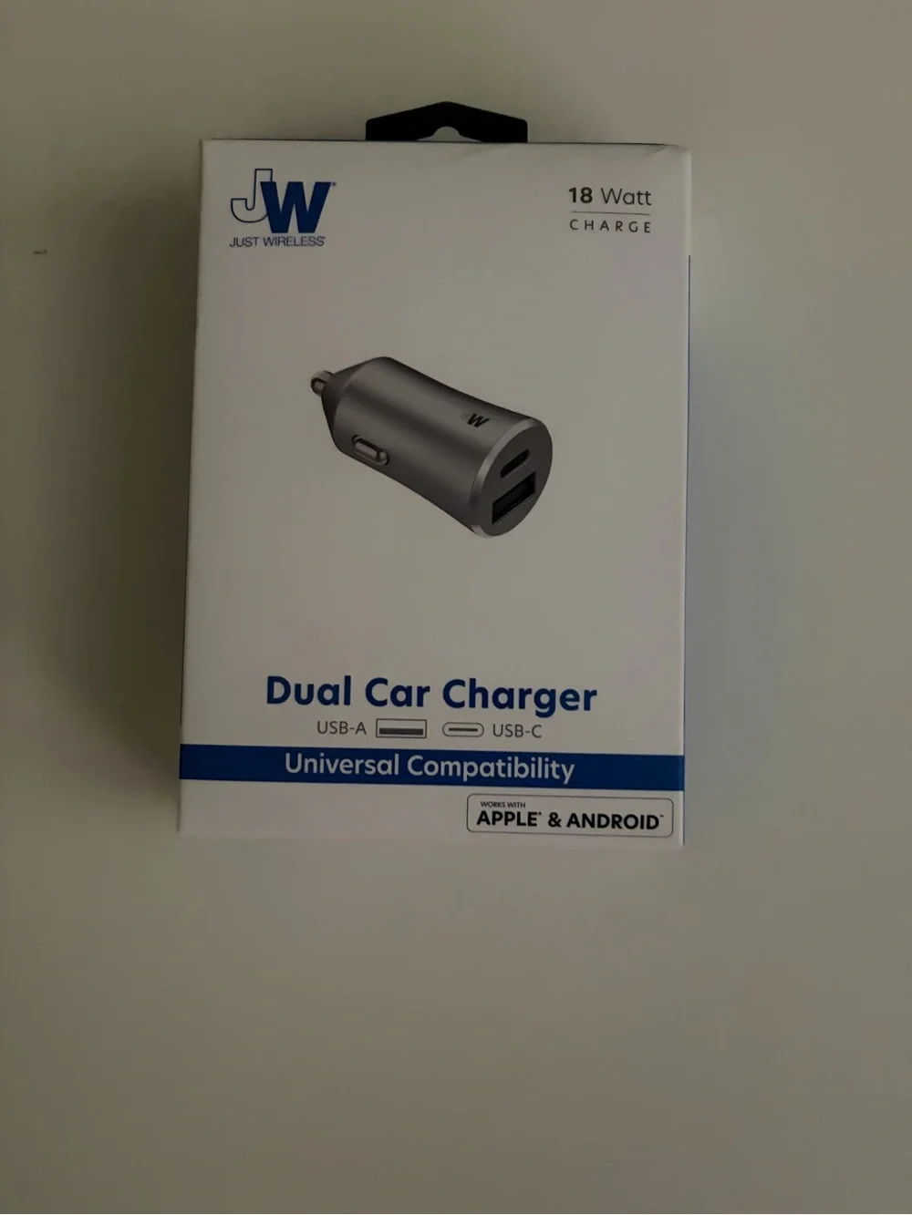 Dual Car Charger - Silver - 18W USB-A & USB-C